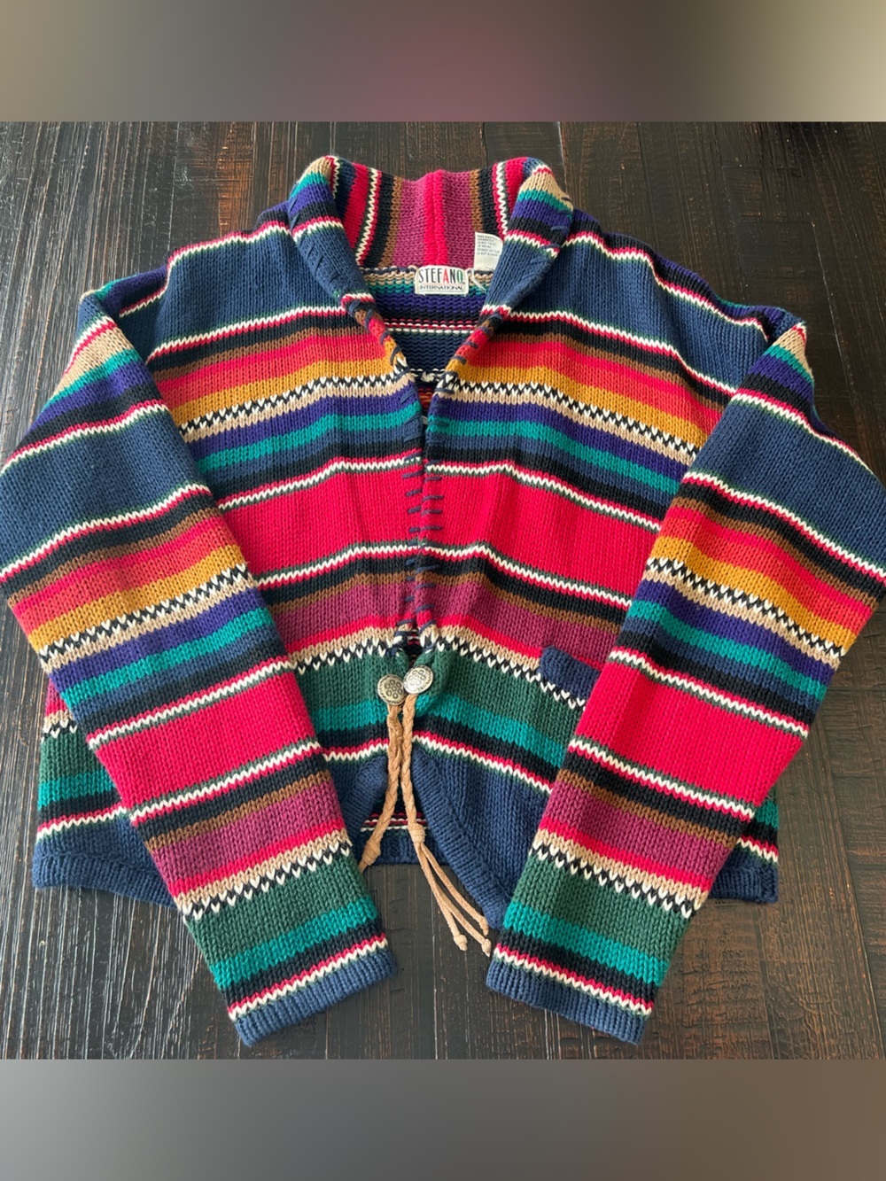 Vintage 80s Stefano International Southwestern Striped Cardigan Women's Size S